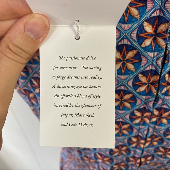 NicoBlu Coralie Sheath Dress Beaded Neckline Size 10 Shell Print Blue NEW $298 - Picture 11 of 16